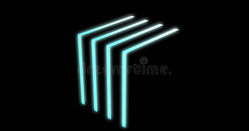 Blue neon cube shape with glowing abstract of light and futuristic design - 4K loop vector illustration