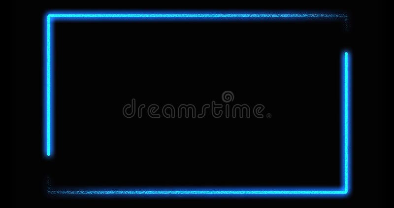 Blue neon frame border background with glowing lines - video animation stock illustration