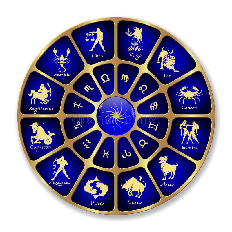 Blue Neon Horoscope Circle.Circle with Signs of Zodiac Stock Vector ...