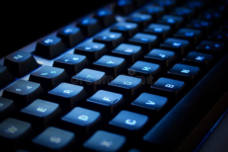 Blue neon Keyboard stock photo. Image of numbers, information 624374