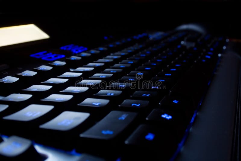 Blue neon Keyboard stock image. Image of laptop, hardware 624377