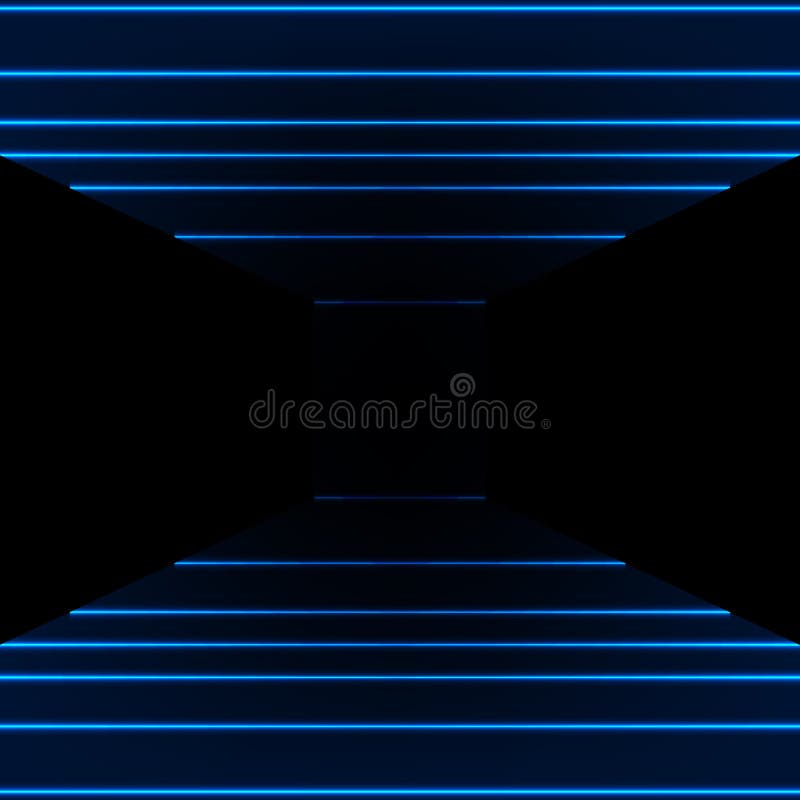 Blue Neon Laser Lines Abstract Tech Background Stock Vector