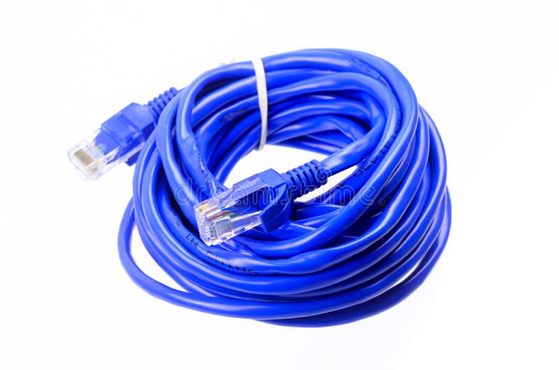 Blue Network Cable on White Background Stock Photo Image of