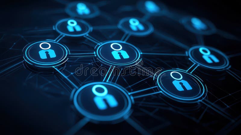 Blue network security lock, protecting digital connections and data in a secure online environment royalty free illustration