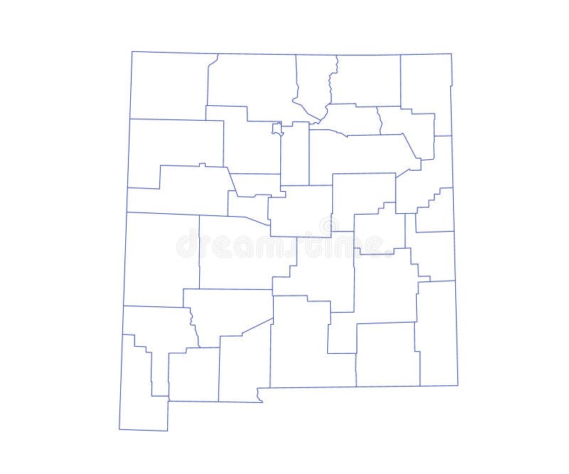 Blue New Mexico administrative map with counties vector illustration