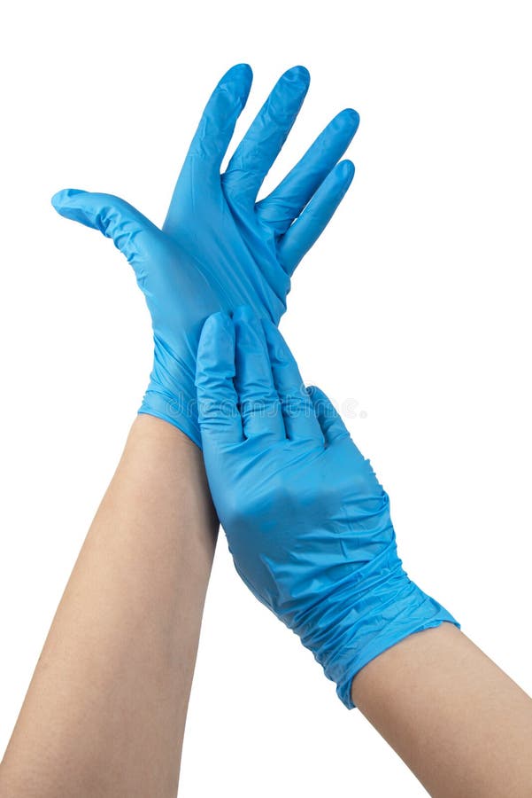 Blue Nitrile Medical Gloves on Hands Isolated on the White Stock Photo Image of medical