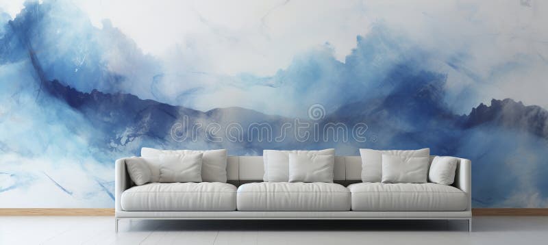 Blue nova inspired background pattern with calming thematic elements and natural scenes royalty free stock image