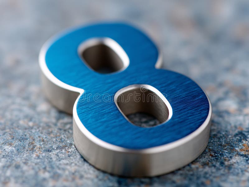 A blue number eight on a concrete surface royalty free stock photos