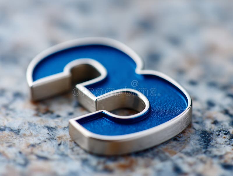 A blue number 3 on a granite surface stock images