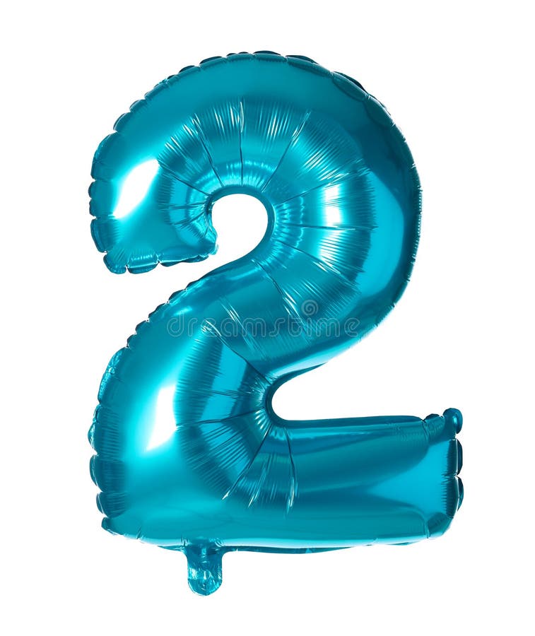 Blue number two balloon on white royalty free stock photography