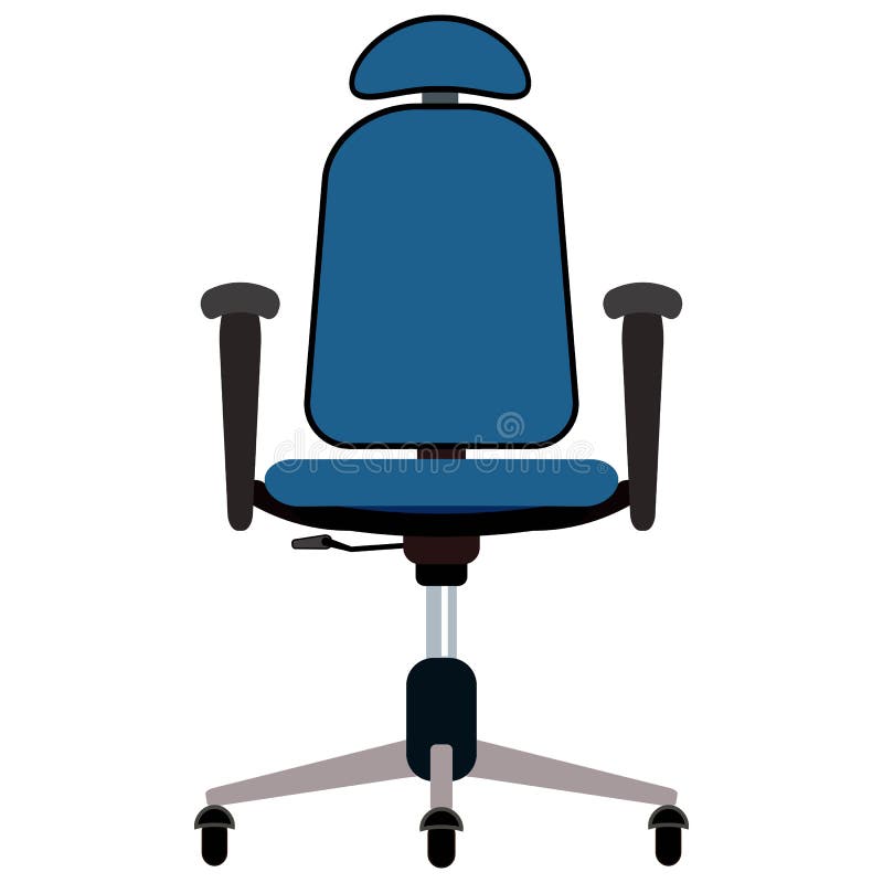 Blue Office Chair with Headrest and Handles Vector Illustration. Furniture  with Rolls and All Equipment Tor it Stock Vector - Illustration of  executive, background: 183445221