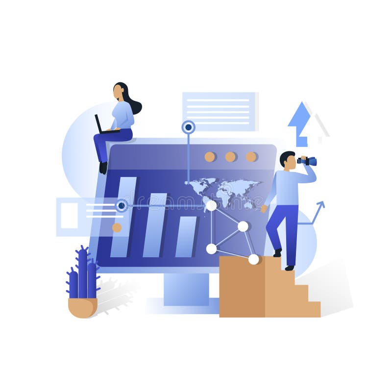 Blue office future technologies vector concept illustration stock illustration