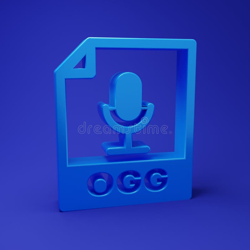 Blue OGG file document. Download ogg button icon isolated on blue background. OGG file symbol. Minimalism concept. 3D stock illustration