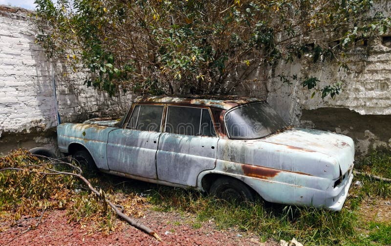 Isolated abandoned car