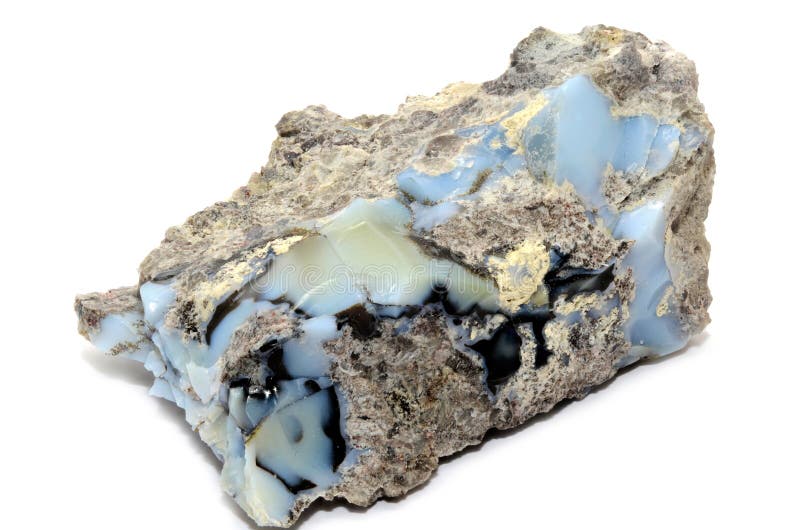 Blue Opal specimen isolated on white stock photo Blue Opal specimen isolated on white stock photo