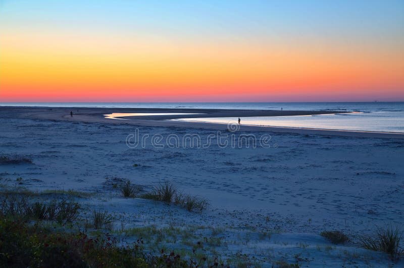 Blue and Orange Dawn on Beach