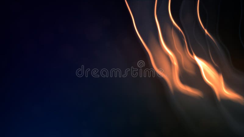Blue and orange glowing twinkling gentle lines - abstract 3D rendering royalty free illustration