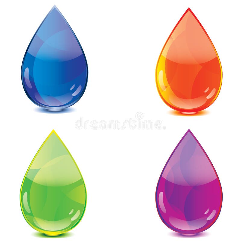 Blue orange green purple drops icon royalty free illustration