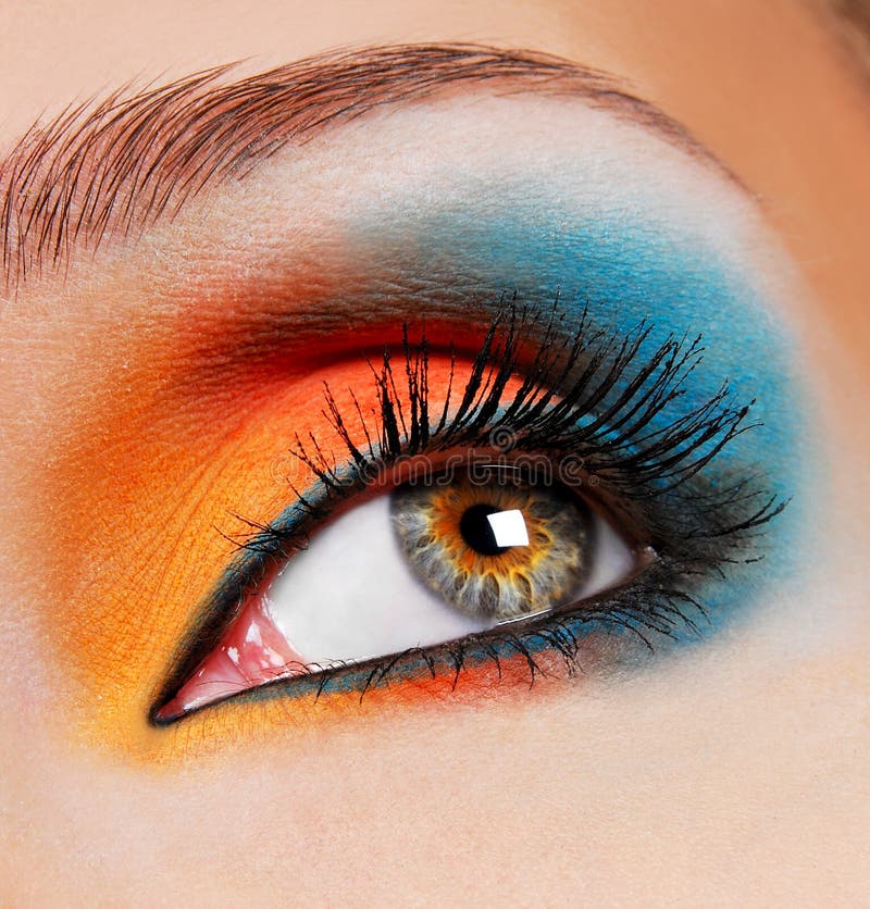 Blueorange makeup. stock photo. Image of skin, colored 2246198