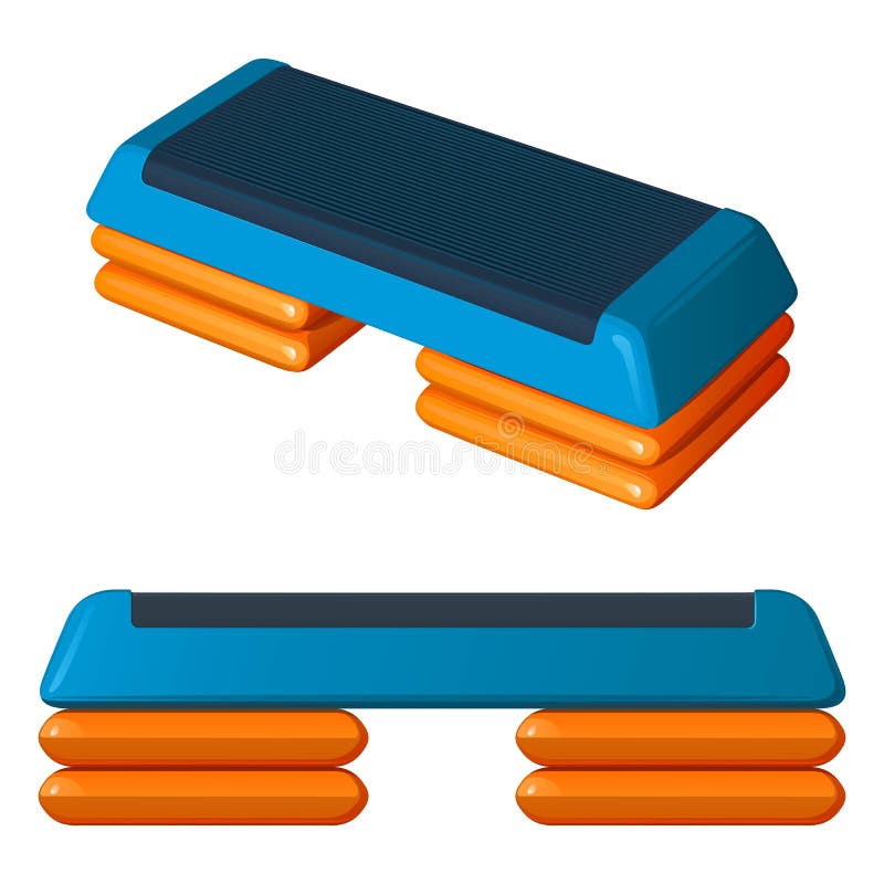Blue and orange plastic step-platform for aerobics, vector illustration on white background vector illustration