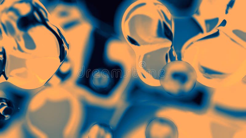 Blue and orange smooth wax fluid backdrop - abstract 3D rendering royalty free illustration