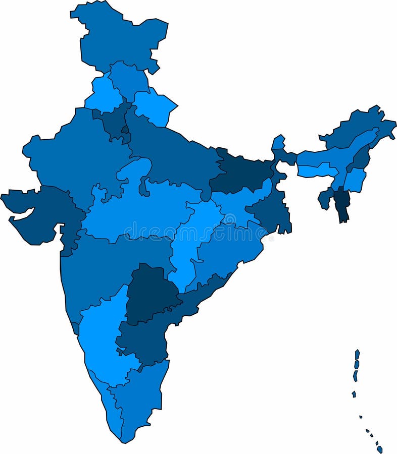 Blue Outline India Map on White Background. Vector Illustration Stock ...