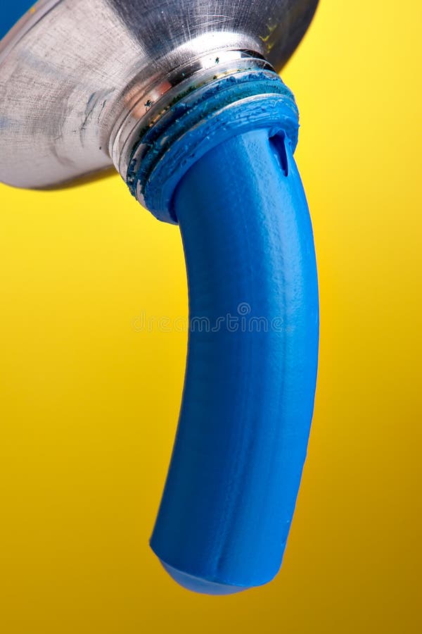 Blue paint coming out of tube