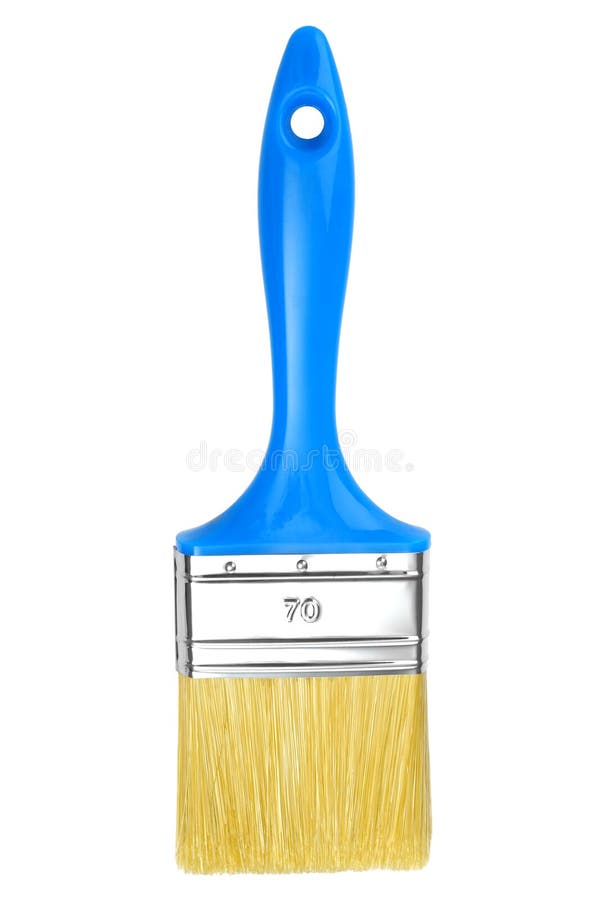 Brush with Blue Paint stock image. Image of brushing 13769315