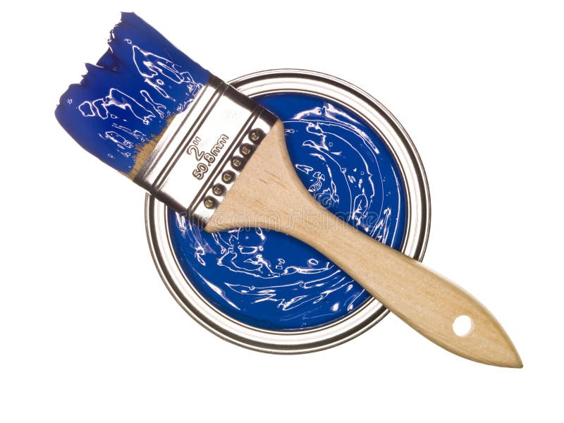 Blue Paint can with brush