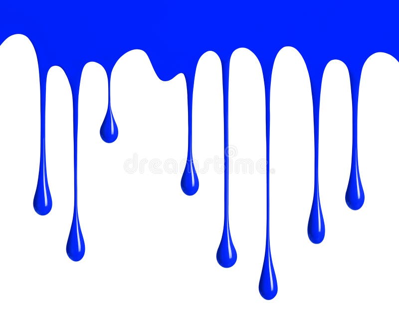 Blue Paint Dripping Isolated Over White Background Stock Image - Image ...