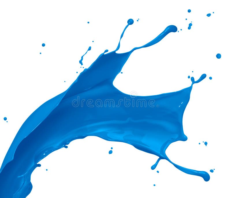 Vernice blu splash isolato su sfondo bianco.