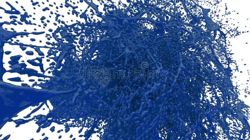 Blue paint splash in air filmed in slow motion with alpha channel use for alpha mask lumma matte. Color liquid fly in