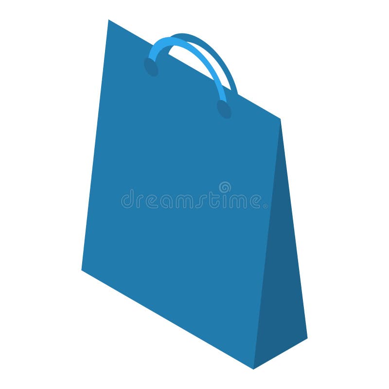 Blue Paper Bag Icon, Isometric Style Stock Vector - Illustration of ...