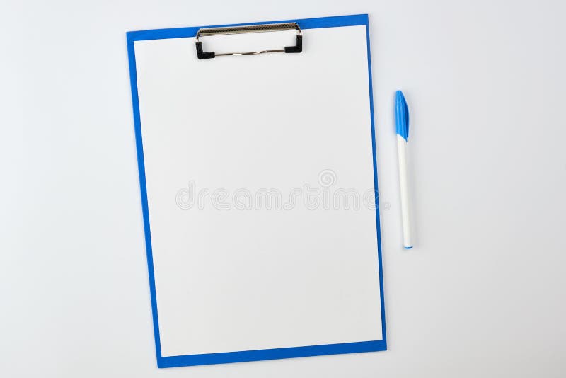 Blue Paper Holder on White Background Stock Image Image of education