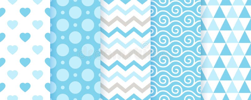 Blue Pastel Seamless Patterns. Baby Shower Textures. Vector Illustration  Stock Vector - Illustration of party, nautical: 220027596