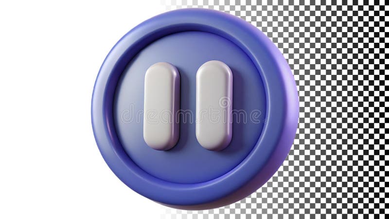 Blue pause button icon media player control stop suspend playback png transparent image Generative AI stock illustration