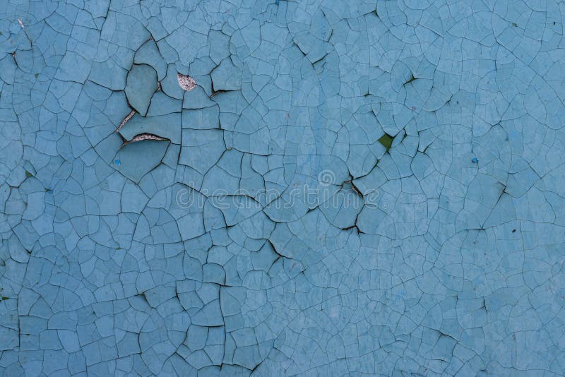 Blue Peeling Paint on the Wall. Old Concrete Wall with Cracked Flaking Paint Stock Photo Image