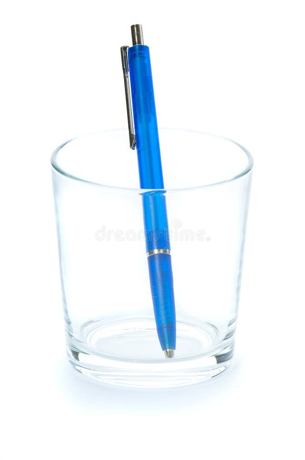 Blue pen in a glass