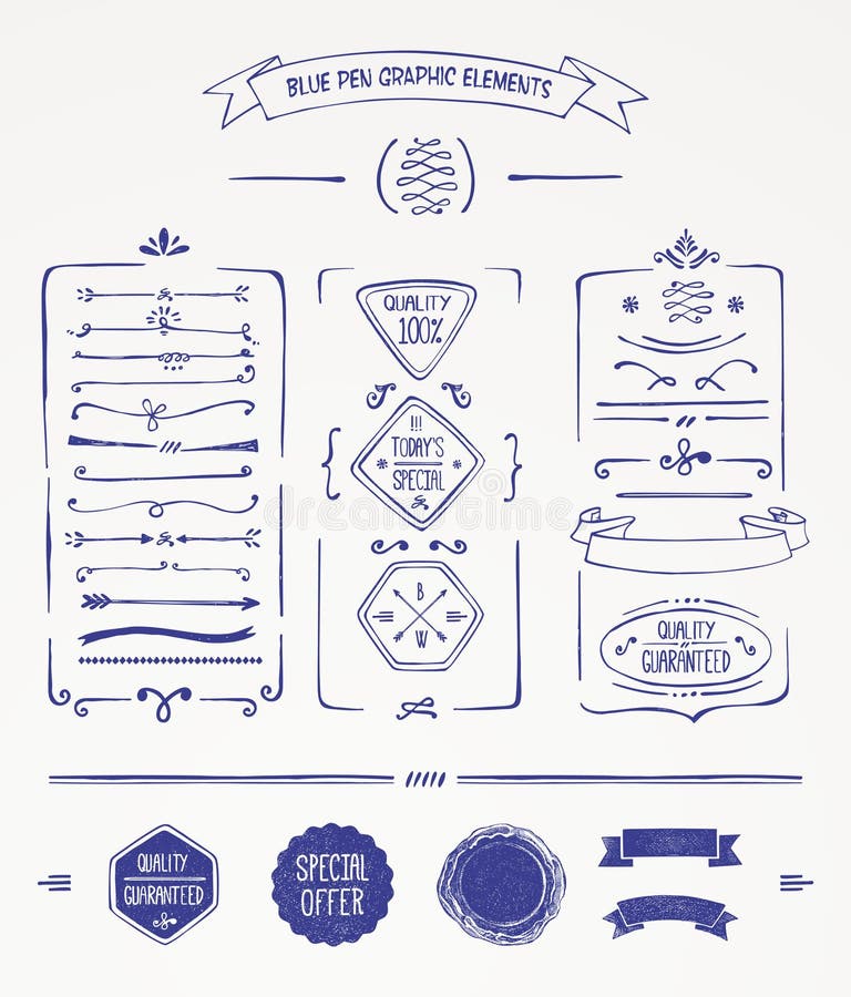 Blue pen graphic elements