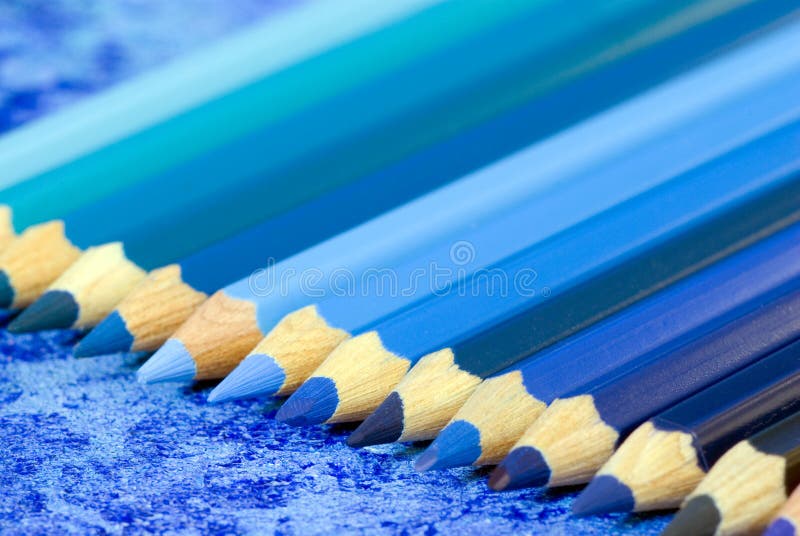 Blue Pencil Crayons stock photo. Image of education, creativity 4645328