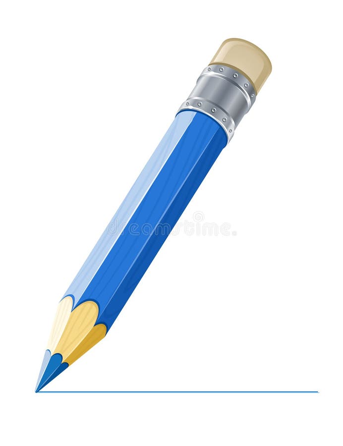 Blue pencil drawing line stock illustration. Illustration of isolated