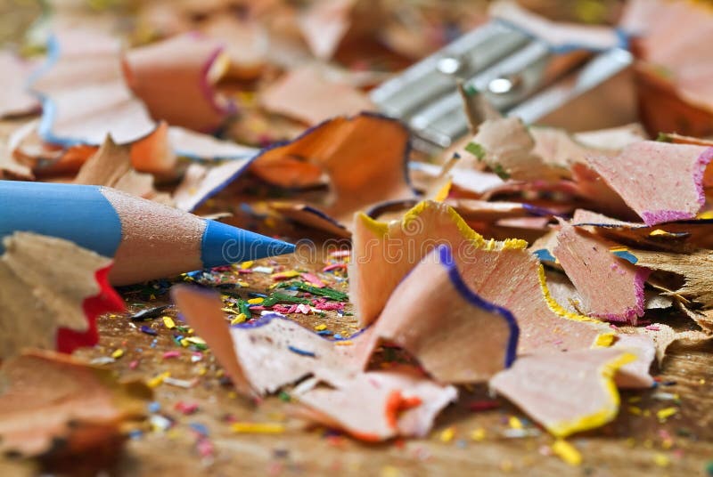 Blue pencil and shavings