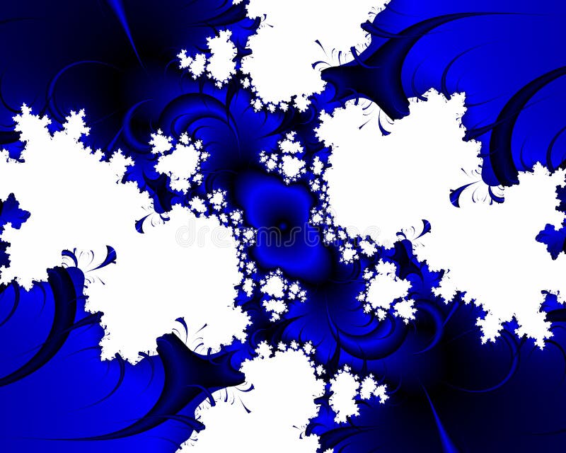 Blue Phosphorescent Fantasy Fractal Abstract Flowery Spiral Shapes