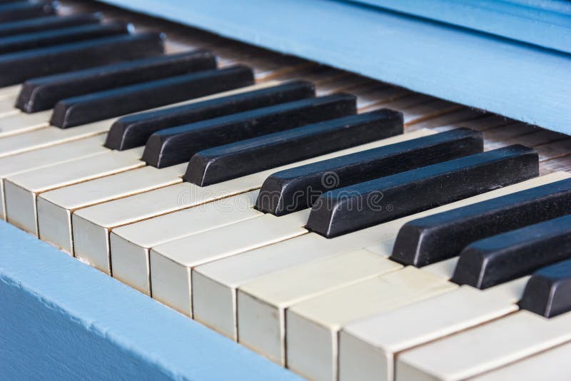Blue Piano Close-up with Black and White Keys Stock Image - Image of