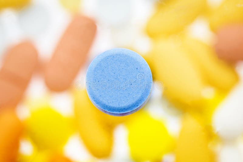 Blue round pills stock photo. Image of clinical, medication 25820906