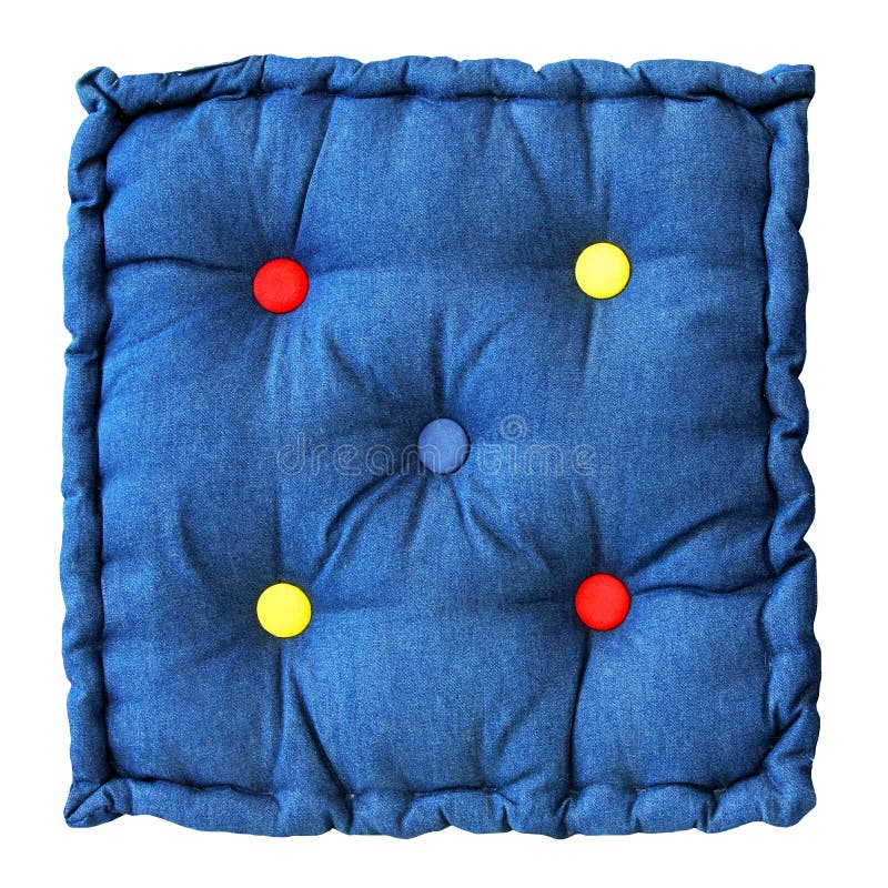Blue pillow stock photo. Image of fabric, path, buttons 12249708
