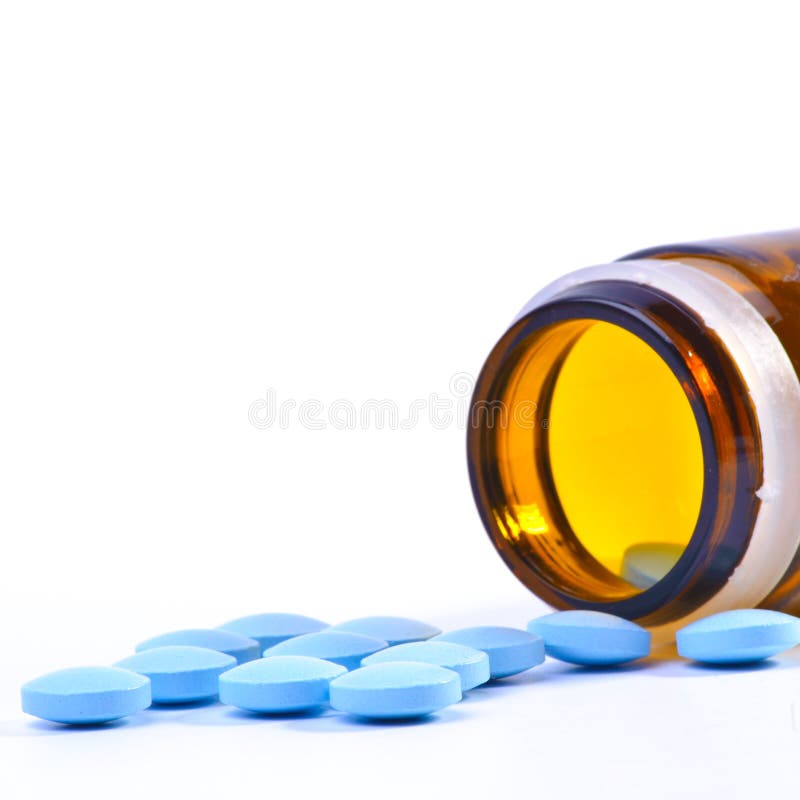 Blue pills an pill bottle