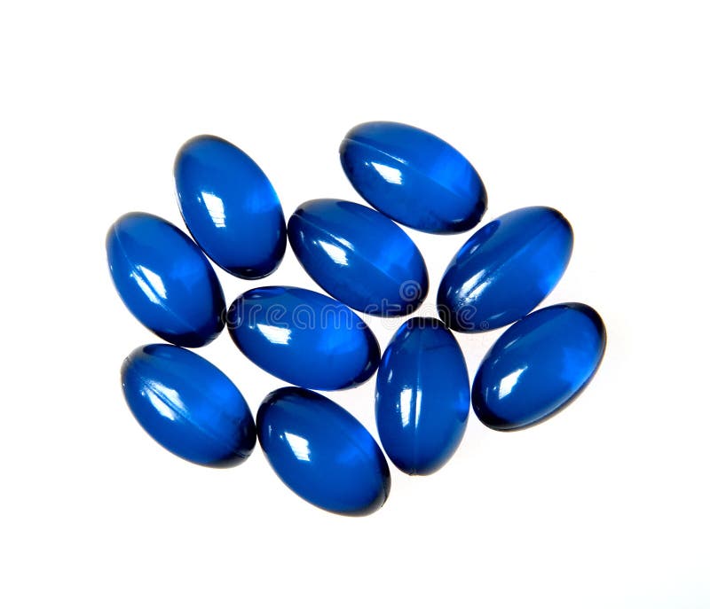 Blue pills on white