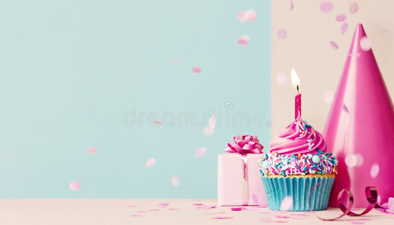 Blue and Pink Birthday Background Stock Photo - Image of banner, sweet:  220413648
