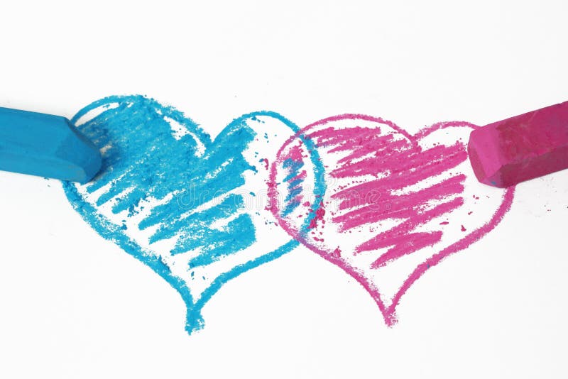 Blue an pink doodle heart